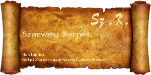 Szarvasy Kornél névjegykártya
