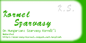 kornel szarvasy business card